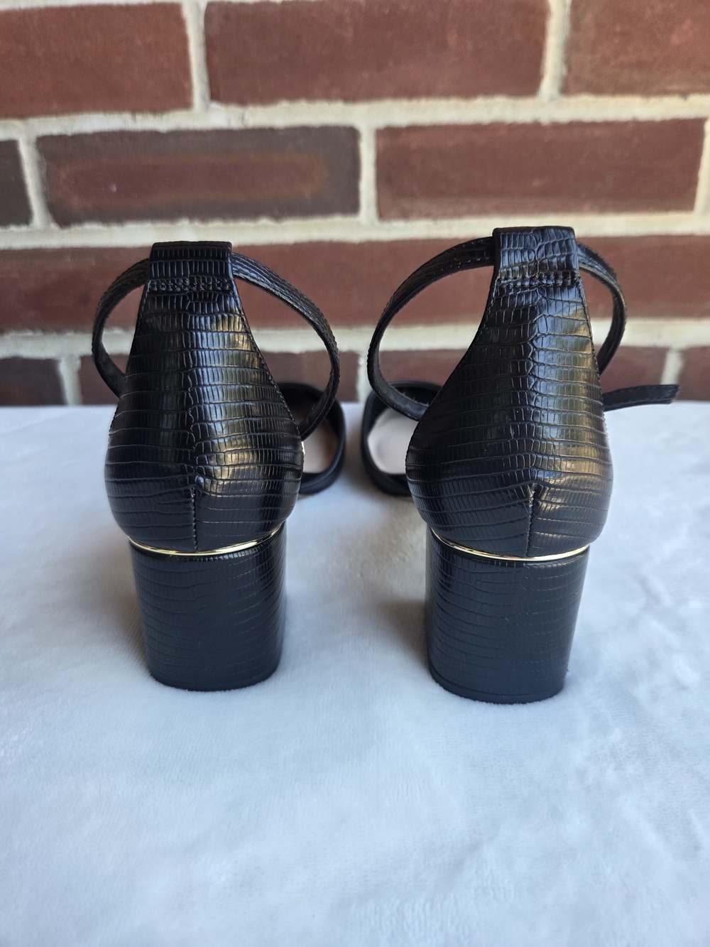 ALDO Tinctum Black Pointed Toe Ankle Strap Block Heels Women’s 7.5 - Picture 8 of 10